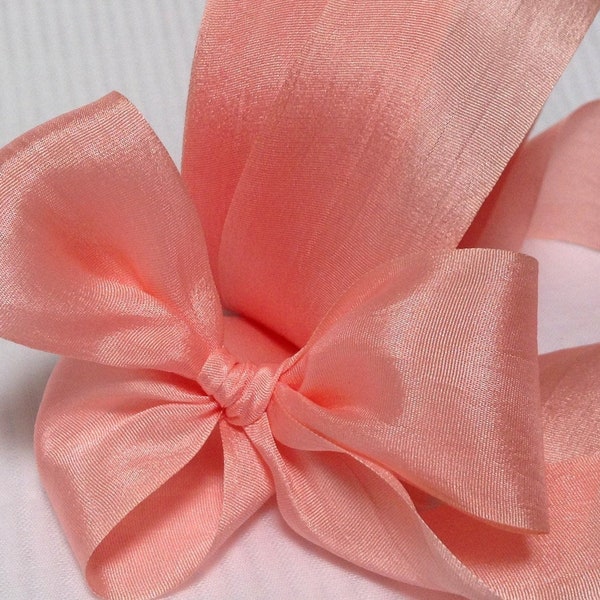 3 Yds. PEACHY PINK Silk Ribbon 1 1/4" Width 100% SILK: Sewing, Embroidery, Hats, Bouquets, Florals, Weddings, Jewelry, Hair Bows, Art Class