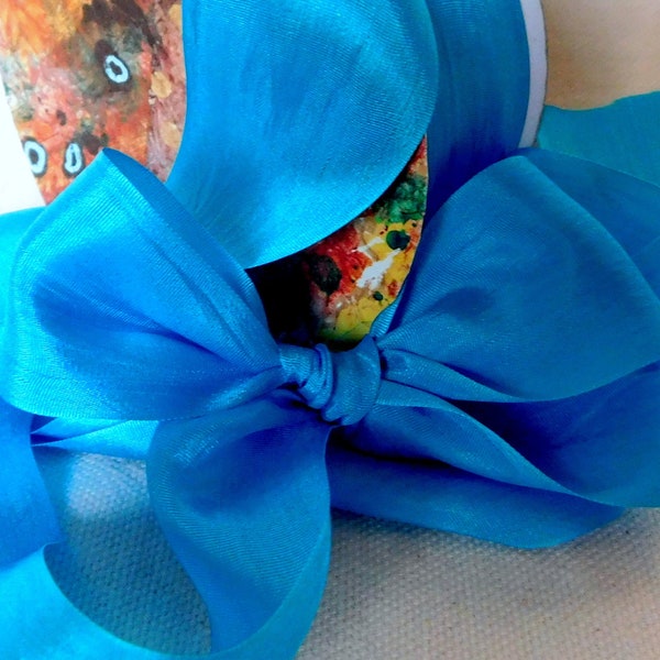 3 Yds. PEACOCK BLUE Silk Ribbon 1 1/4" Width 100% SILK: Sewing, Embroidery, Couture, Florals, Weddings, Jewelry, Hair Bows, Sculptural Art