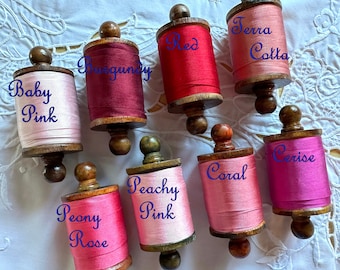 Silk Ribbon by the Yard 1.25" Wide: Baby Pink, Burgundy, Red, Terra Cotta, Peony Rose, Peachy Pink, Coral, Cerise