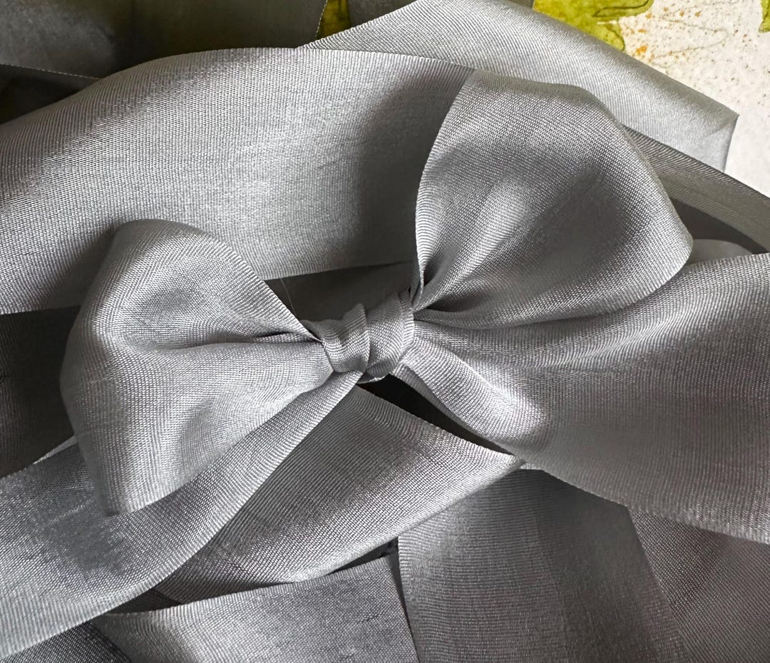 3 Yards ASH GRAY Silk Ribbon 1 1/4