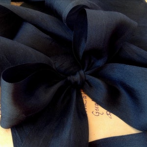 3 Yds. BLACK ONYX Silk Ribbon 1 1/4" Width 100% SILK: Sewing, Embroidery, Couture, Florals, Gothic, Jewelry, Hats, Halloween, Holiday