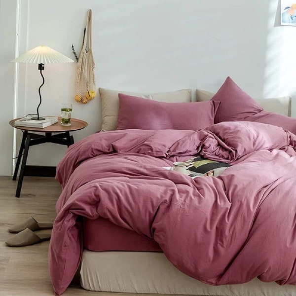 Pink Duvet Cover Queen Etsy