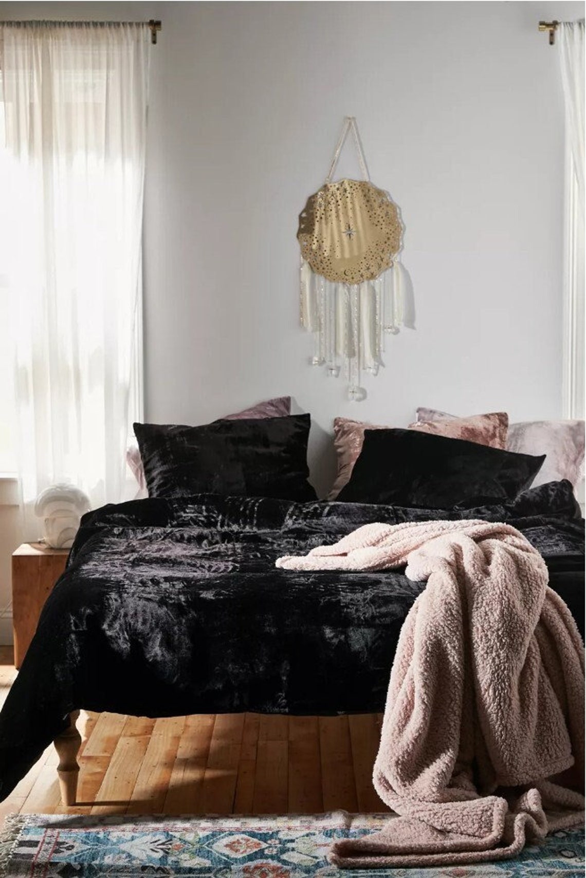 3 Pcs Set Black Velvet Beddingcrushed Velvet Duvet Etsy