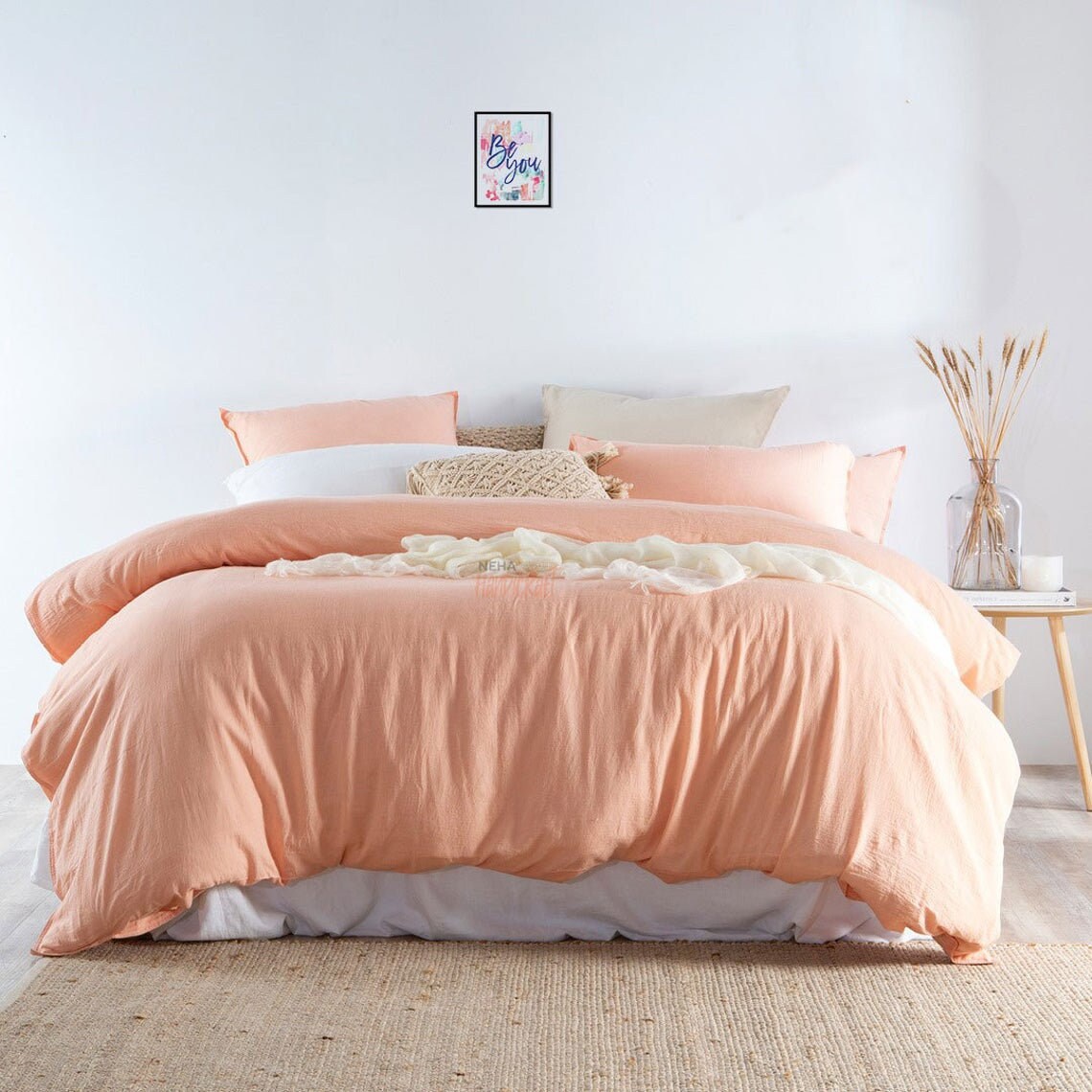 Peach washed Cotton duvet cover / 3pcs set Peach duvet cover/ Etsy