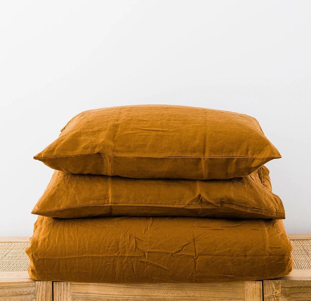 Tobacco Cotton Duvet Cover Set 3 Pieces Softened Preshrunk Etsy