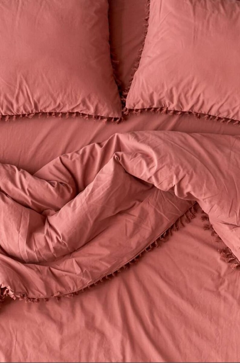 Pale Red Color Cotton Duvet Cover Set Pale Red Duvet Cover Etsy