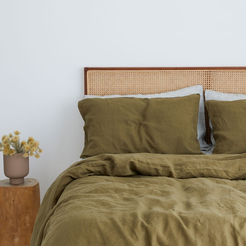 Olive Linen Duvet Cover Linen Duvet Cover Boho Duvet Cover Etsy