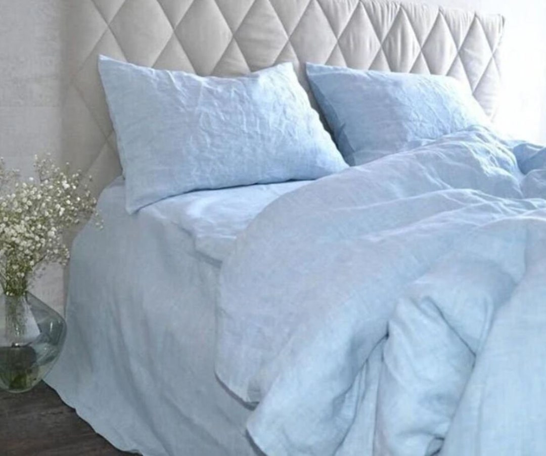 100% Stonewashed Cotton Sheet Set- Sky Blue