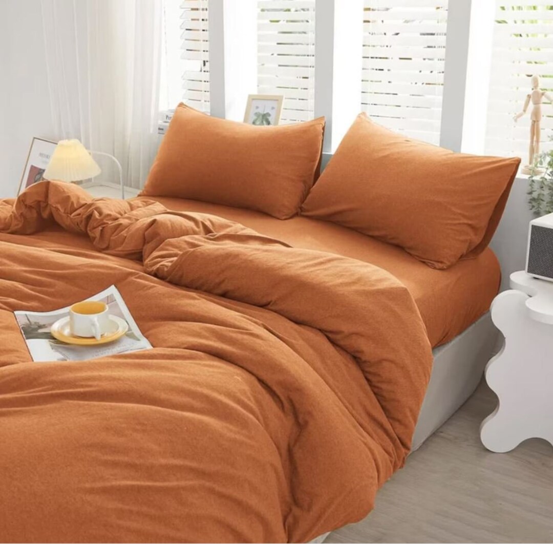 3 Pcs Burnt Orange Duvet Cover With Matching Pillow Cases Etsy