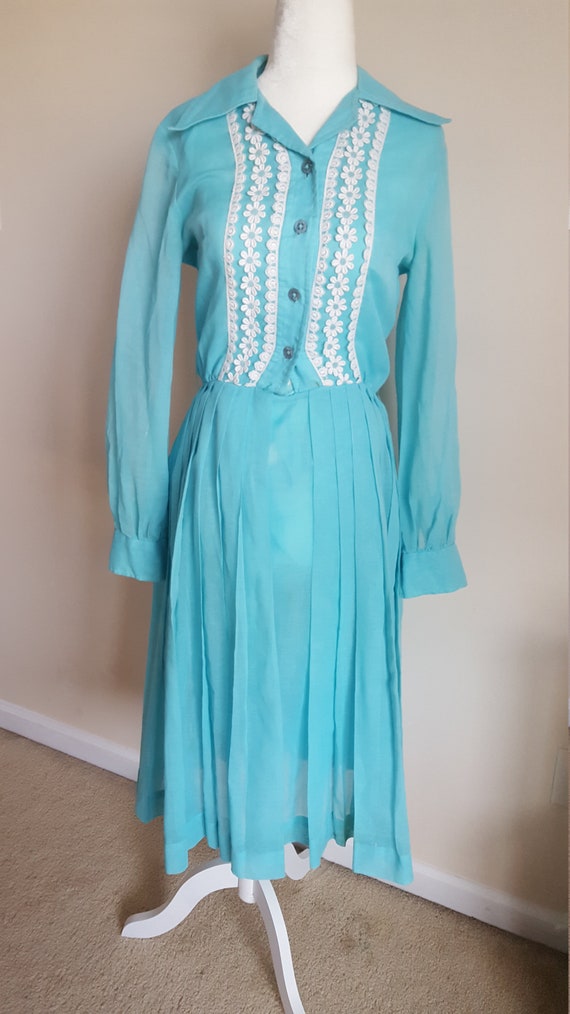 60s Vintage Howard Wolf Blue Daisy Dress
