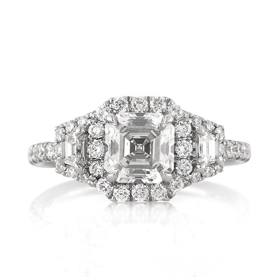 Items similar to 2.46ct Asscher Cut Diamond Engagement Anniversary Ring ...