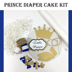 Royal Blue & Gold Little Prince Diaper Cake Kit, DIY Prince Diaper Cake Centerpiece