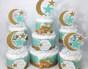 Mint & GoldTwinkle, Twinkle, Little Star Diaper Cake Centerpiece Set