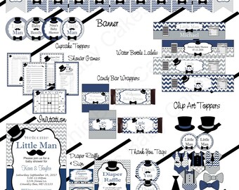 Printable Gray and Navy Little Man Party Alphabet Banner for | Etsy