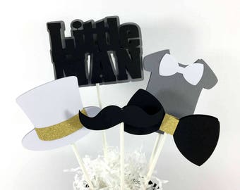 Little Man Table Centerpiece Sticks Little Man Baby Shower Etsy