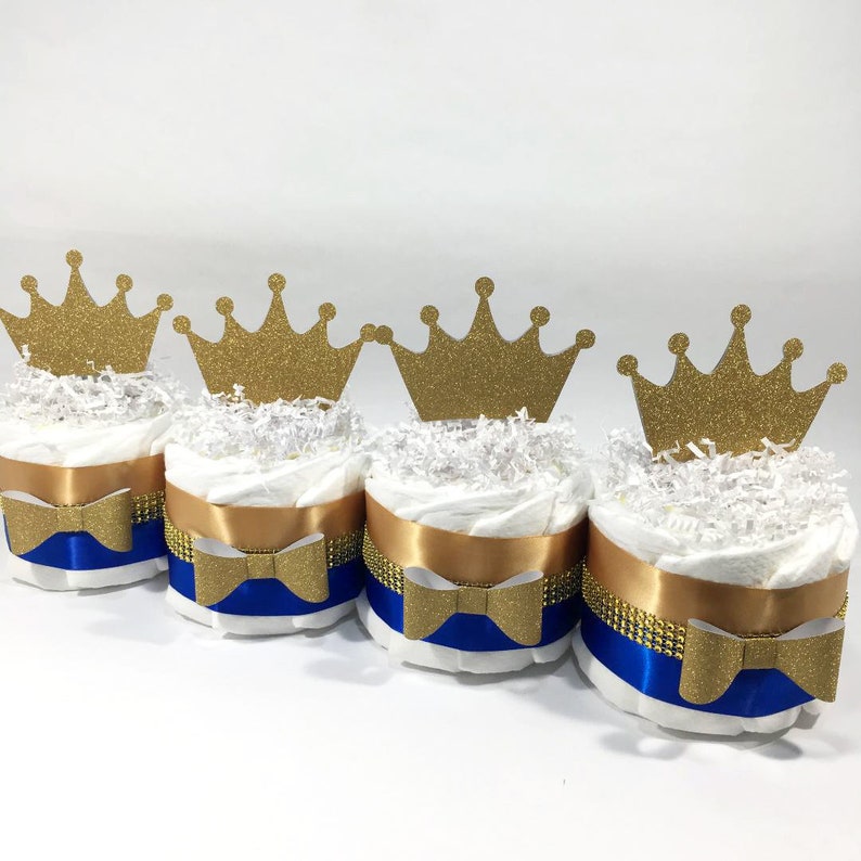 Royal Blue Gold Little Prince Mini Diaper Cake Centerpiece Etsy