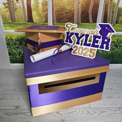 grad party card boxes Grad Cap Card Box Black main image 1