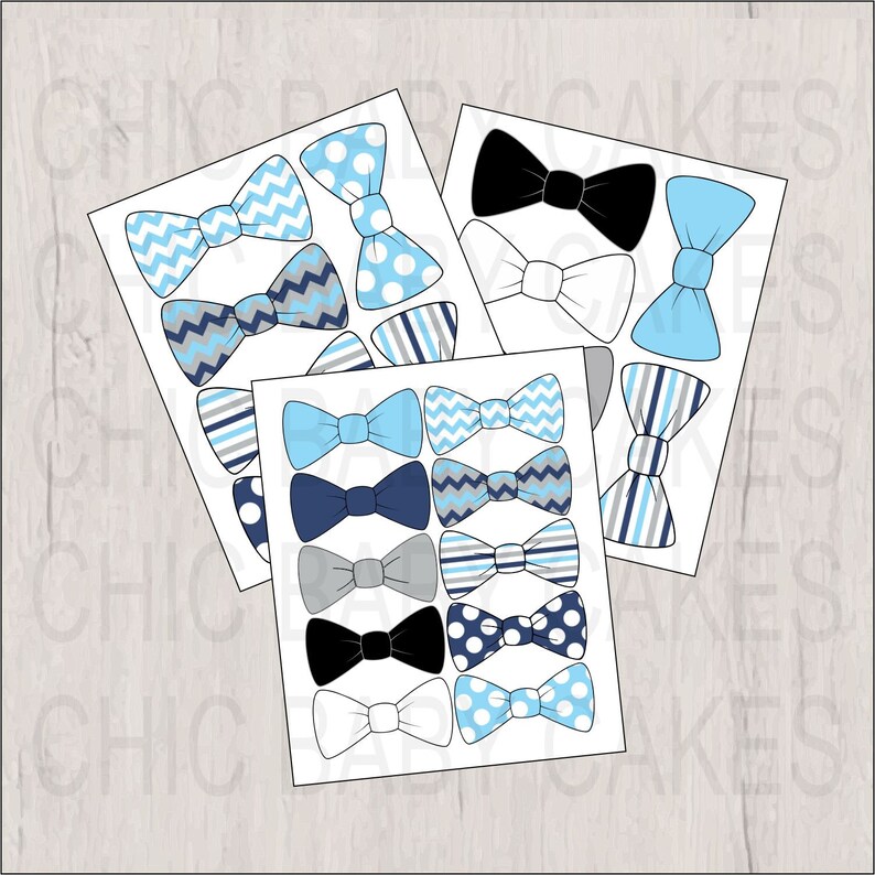 Printable Little Man Bow Tie Clipart Sky Blue Navy Gray - Etsy