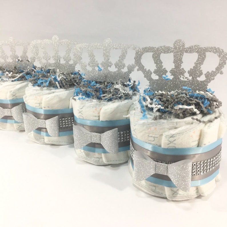 Light Blue Silver Little Prince Mini Diaper Cake Centerpiece Etsy