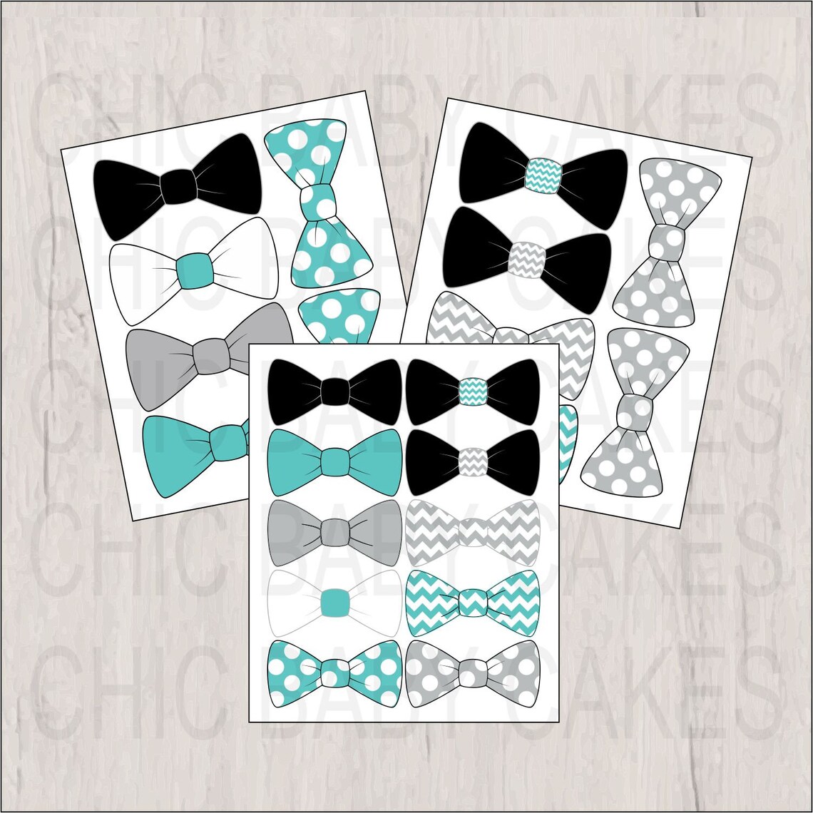Digital Printable Little Man Bow Tie Clipart Light Teal | Etsy