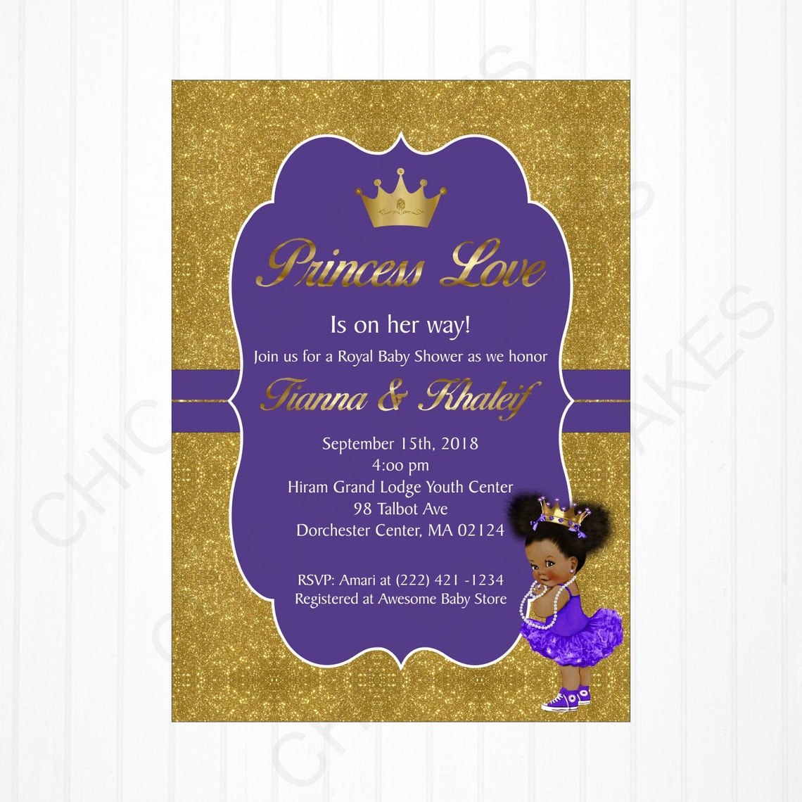 Printable Purple and Gold Baby Girl Royal Baby Shower Party Etsy