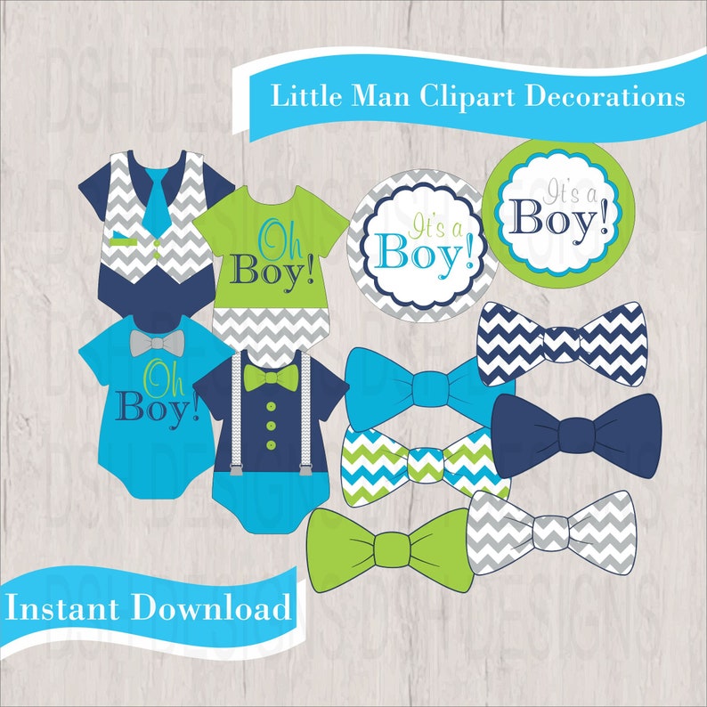 Oh Boy Printable Clipart Decorations Turquoise Lime Navy &amp; - Etsy