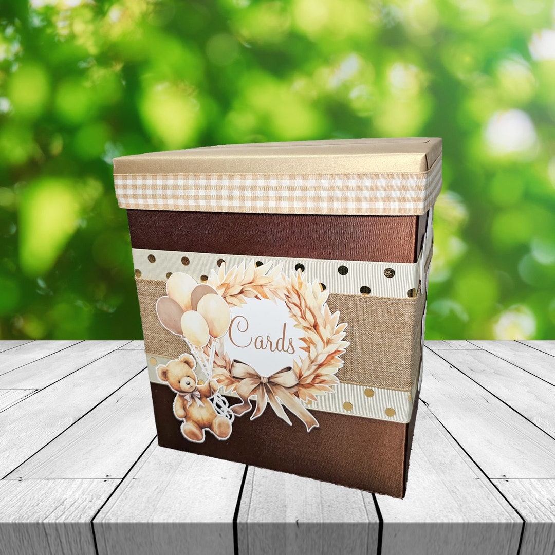 Teddy Bear Gender Neutral Baby Shower Card Box - Etsy