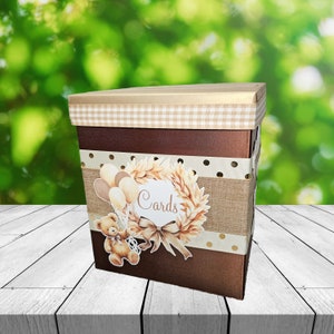 Boîte à cartes pour baby shower neutre en termes de genre ours en peluche