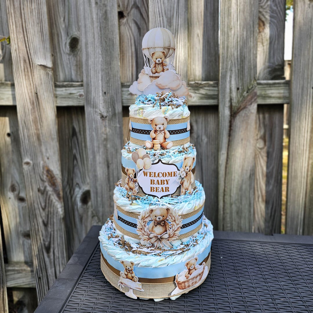 Baby Bear Baby Shower Diaper Cake Centerpiece for Boy - Etsy
