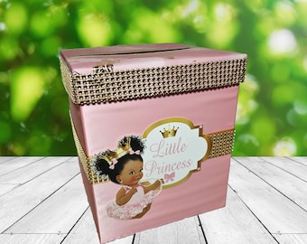 Pink & Gold Little Princess Card Box for a Girl Baby Shower