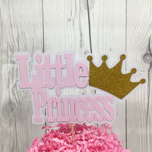 Little Princess Cake Topper For Boy Baby Shower or Birthday Party, Pink and Gold or Silver