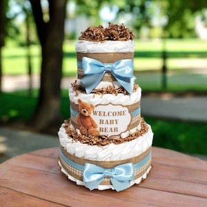 Welcome Baby Bear 3-Tier Diaper Cake Centerpiece