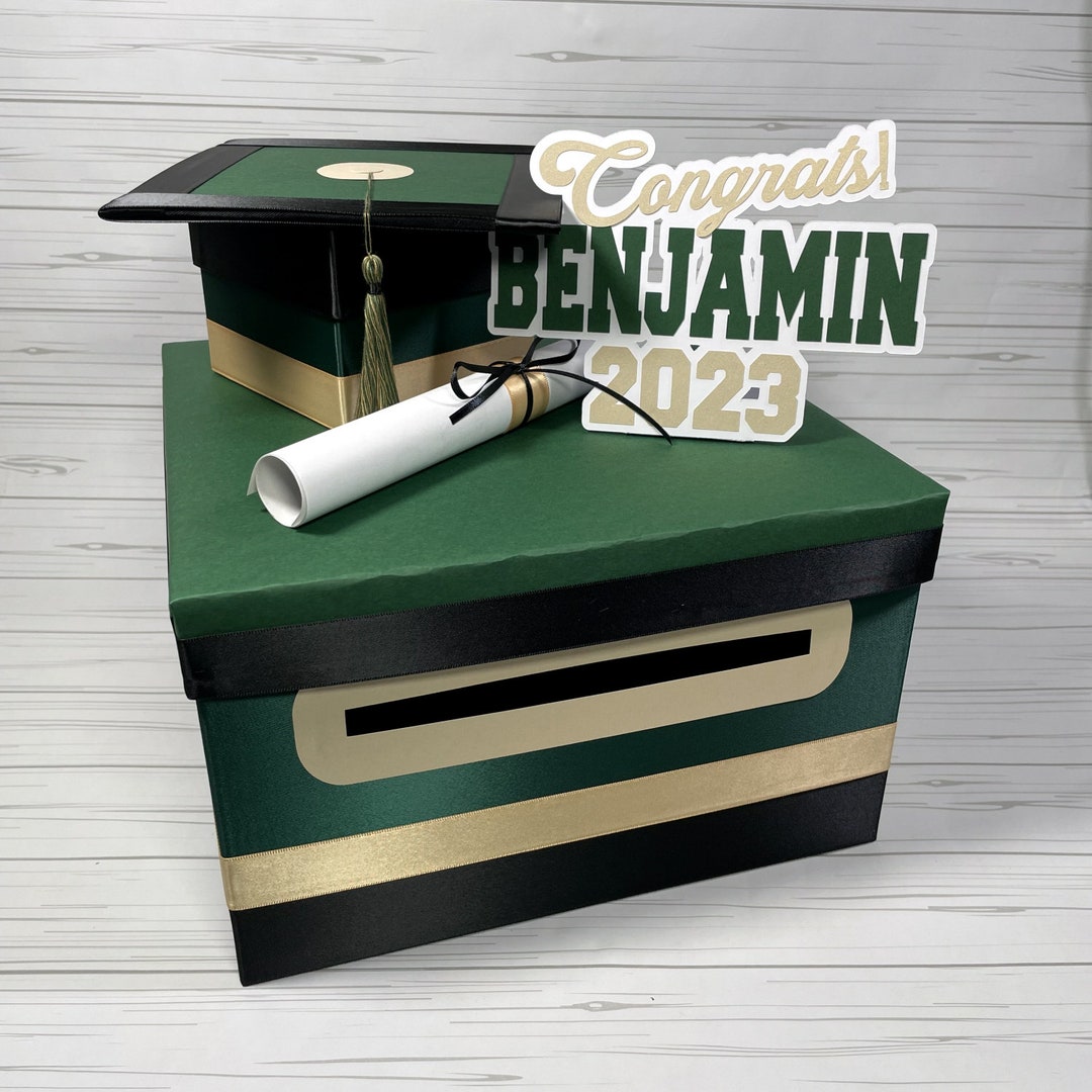 Graduation Party Card Box for Any Year, 10x10 Hunter Green Base - Etsy