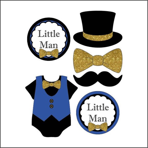 Royal Blue Gold & Black Little Man Printable Diaper Cake | Etsy