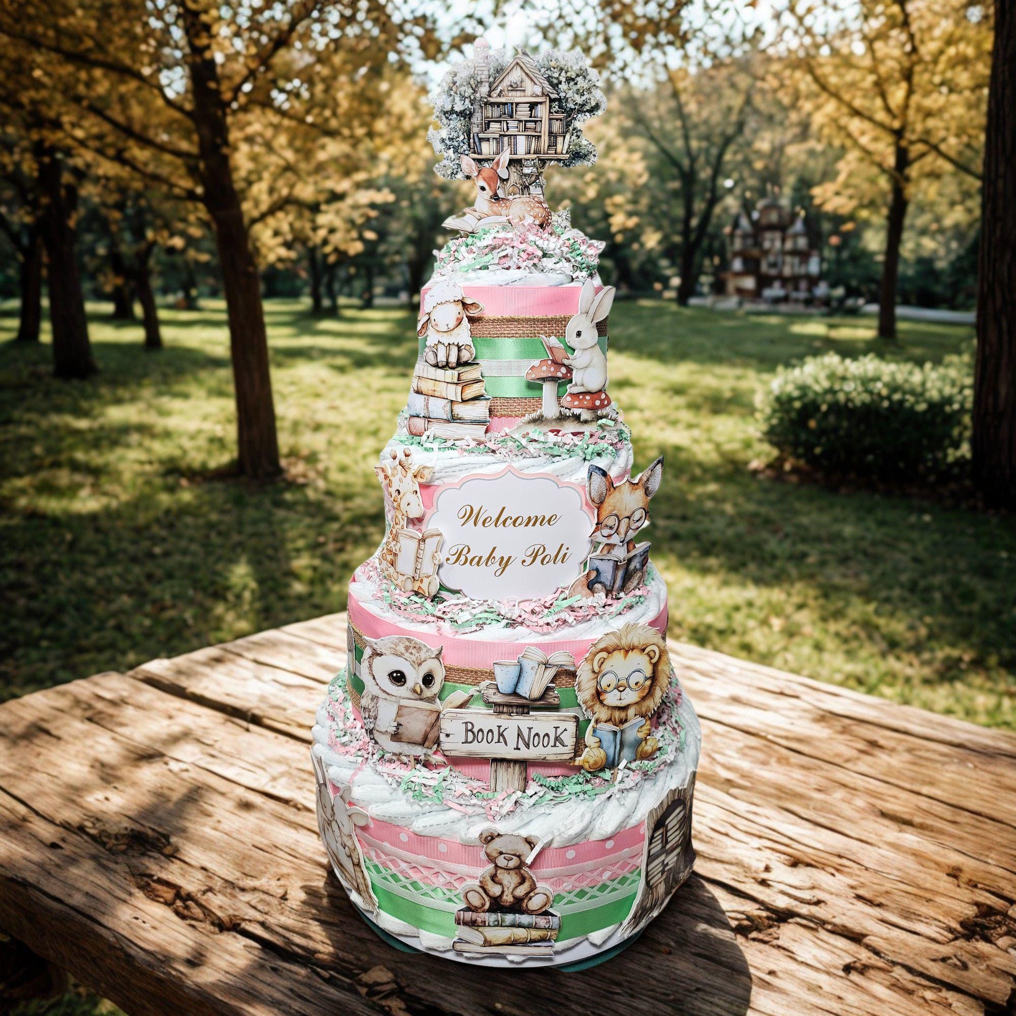Storybook Baby Shower Diaper Cake Centerpiece for Girl