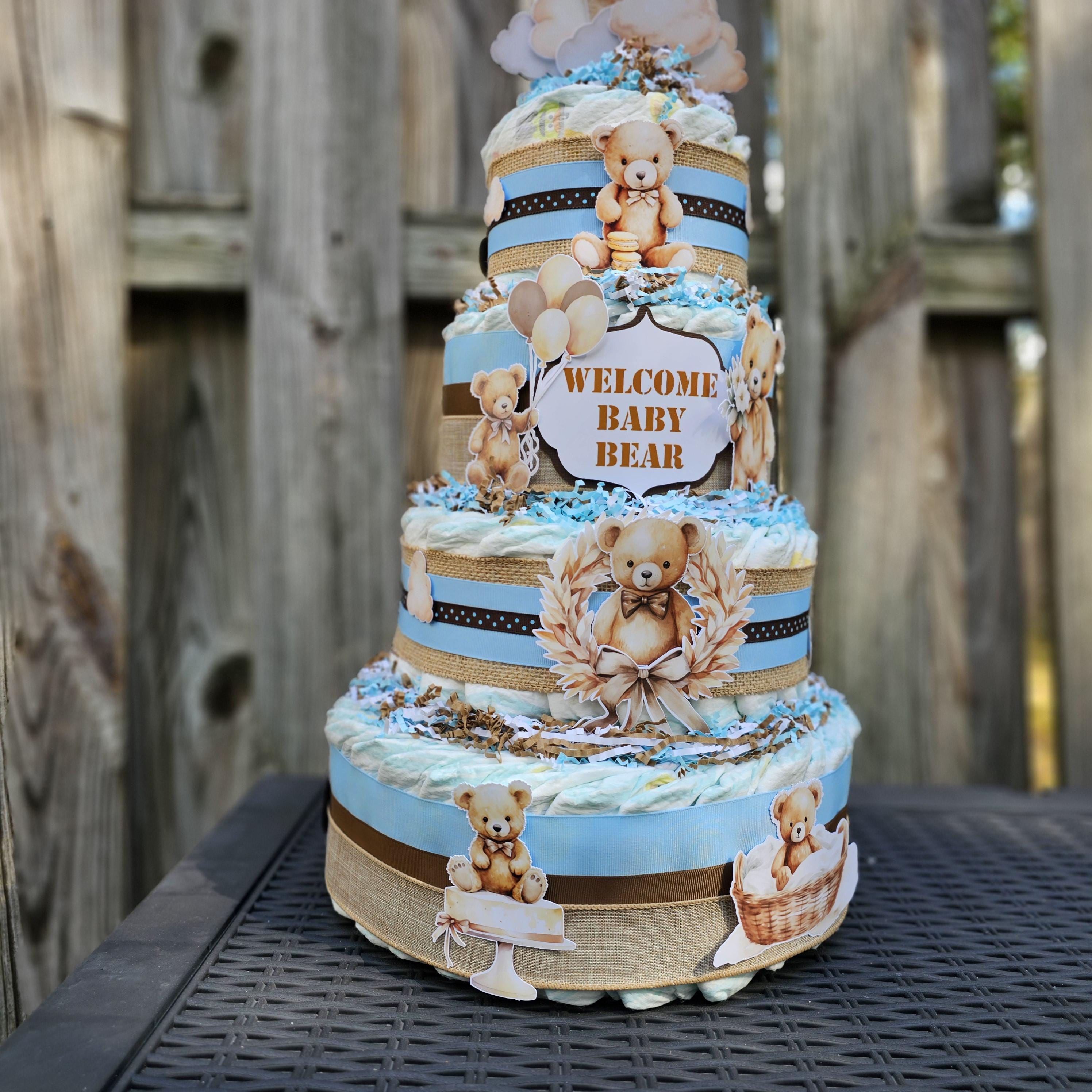 Baby Bear Baby Shower Diaper Cake Centerpiece for Boy - Etsy