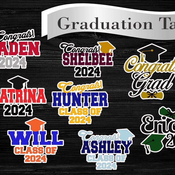 Custom Tags for Graduation Card Box or Party Decorations, Choose Your Own Colors and Style