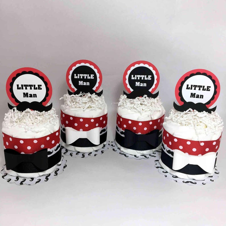 Red Black Mini Little Man Diaper Cake Centerpieces Etsy