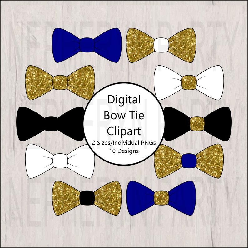 Printable Little Man Bow Tie Clipart Royal Blue Gold Black - Etsy