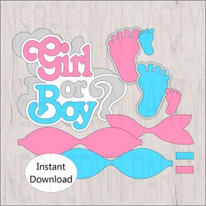 Printable Pink & Blue Gender Reveal Diaper Cake Decorations