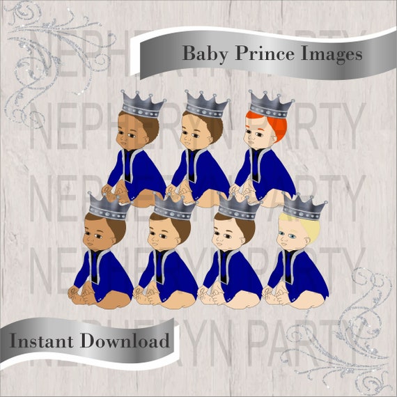 Printable Digital Baby Prince Clipart Royal Blue &amp; Silver - Etsy