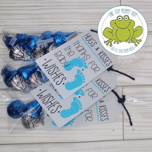 Hugs & Kisses Thanks For The Baby Wishes Printable Gift Tag - Print at Home - Baby Shower Favor - Blue and Pink Versions
