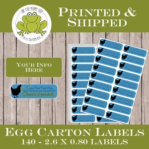 140 Personalized Blue Chicken Egg Carton Labels - Peel & Stick - Backyard Chickens - Family Farm - Homestead - Collection Date - Farm Stand