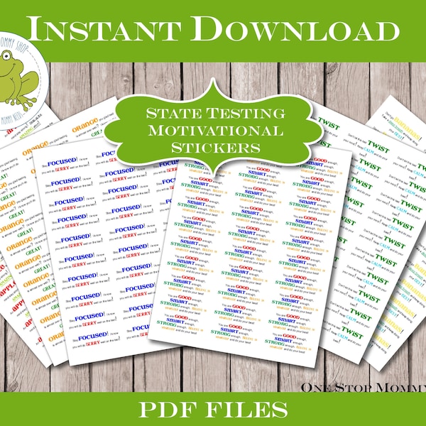 Motivational State Testing Label Printable - Print @ Home - Instant Download, Testing Treat, Goody Bag Label, State, Starr, Map Testing, PDF