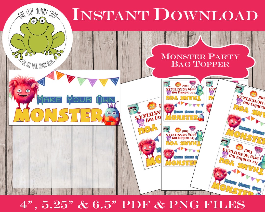 Make Your Own Monster Birthday Printable Bag Topper Print at Home Treat ...
