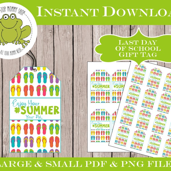 Summer Hashtag Printable Gift Tag - #Summer - Print at Home - Last Day of School - Summer Break - Vacation - Classroom Party - Camp - VBS
