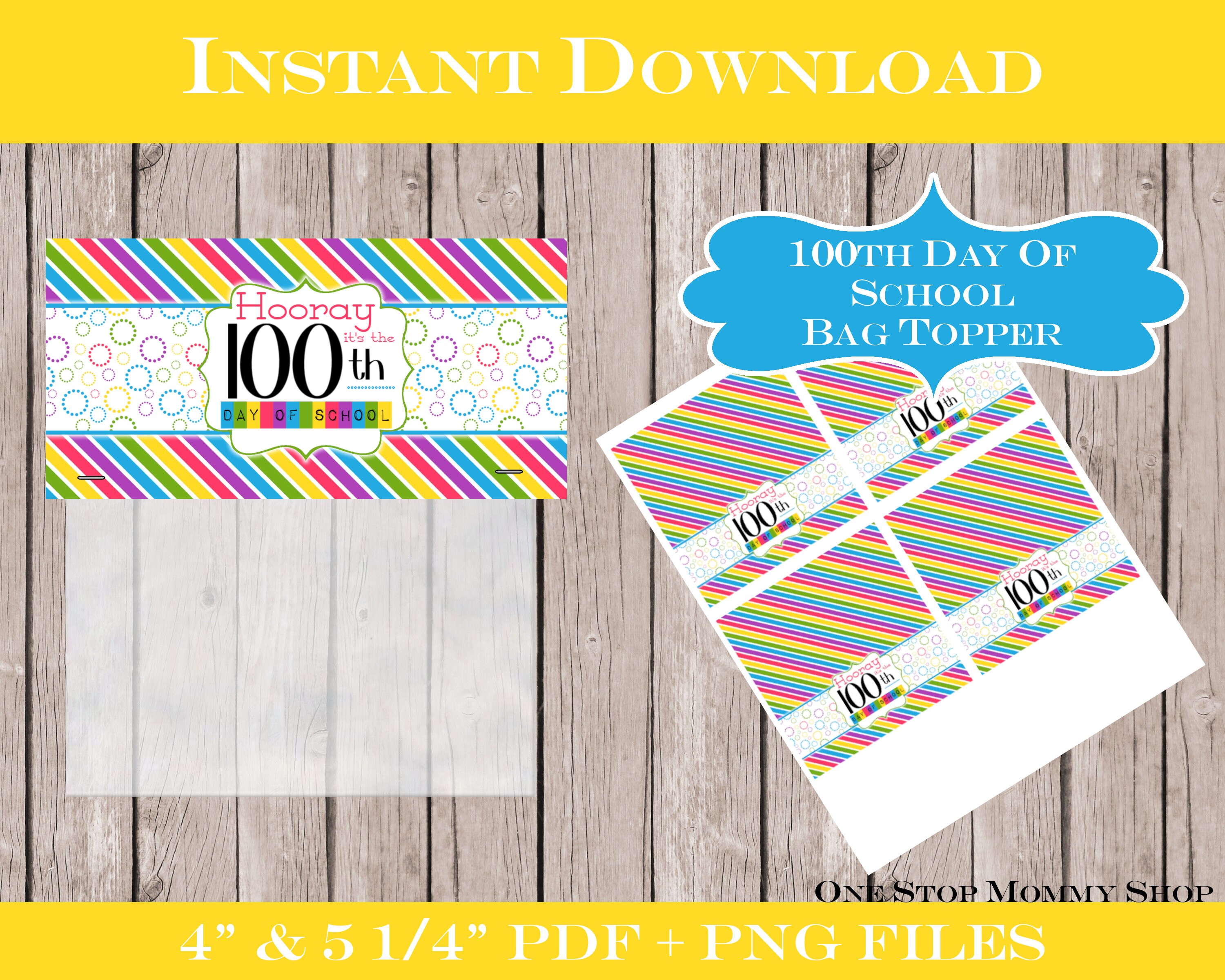 Happy 100th Day Printable Bag Topper | Etsy
