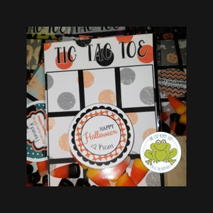 Polka Dot Tic Tac Toe Halloween Treat Card: Printable Party Favor (PDF & PNG Download)