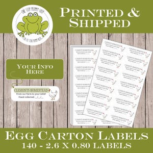 140 Personalized Chicken Egg Carton Labels - Peel & Stick - Collection Date - Family Farm - Homestead - Farmers Market - Farm Stand