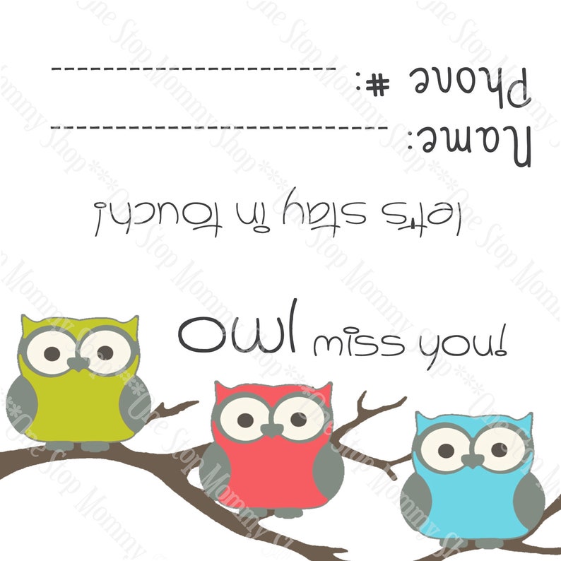 Owl Miss You Printable Bag Topper Print at Home Last Day - Etsy